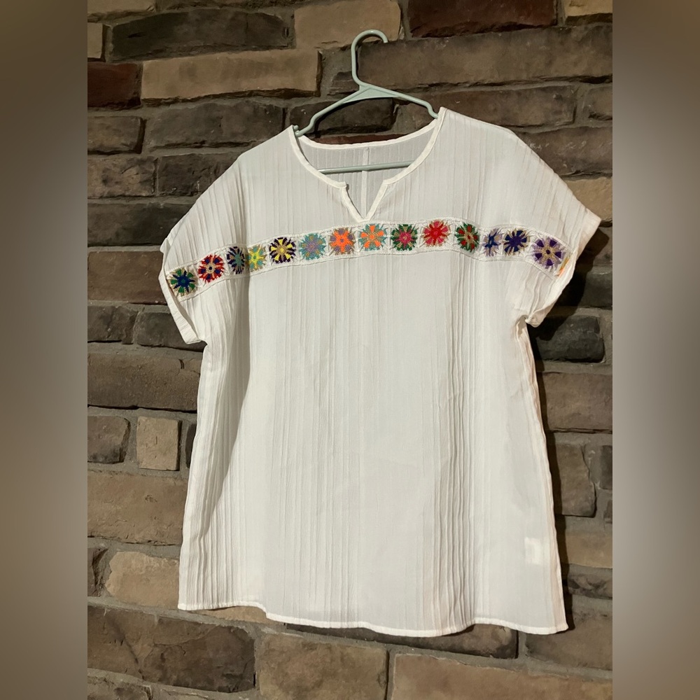 Chic White Blouse with Crochet accents